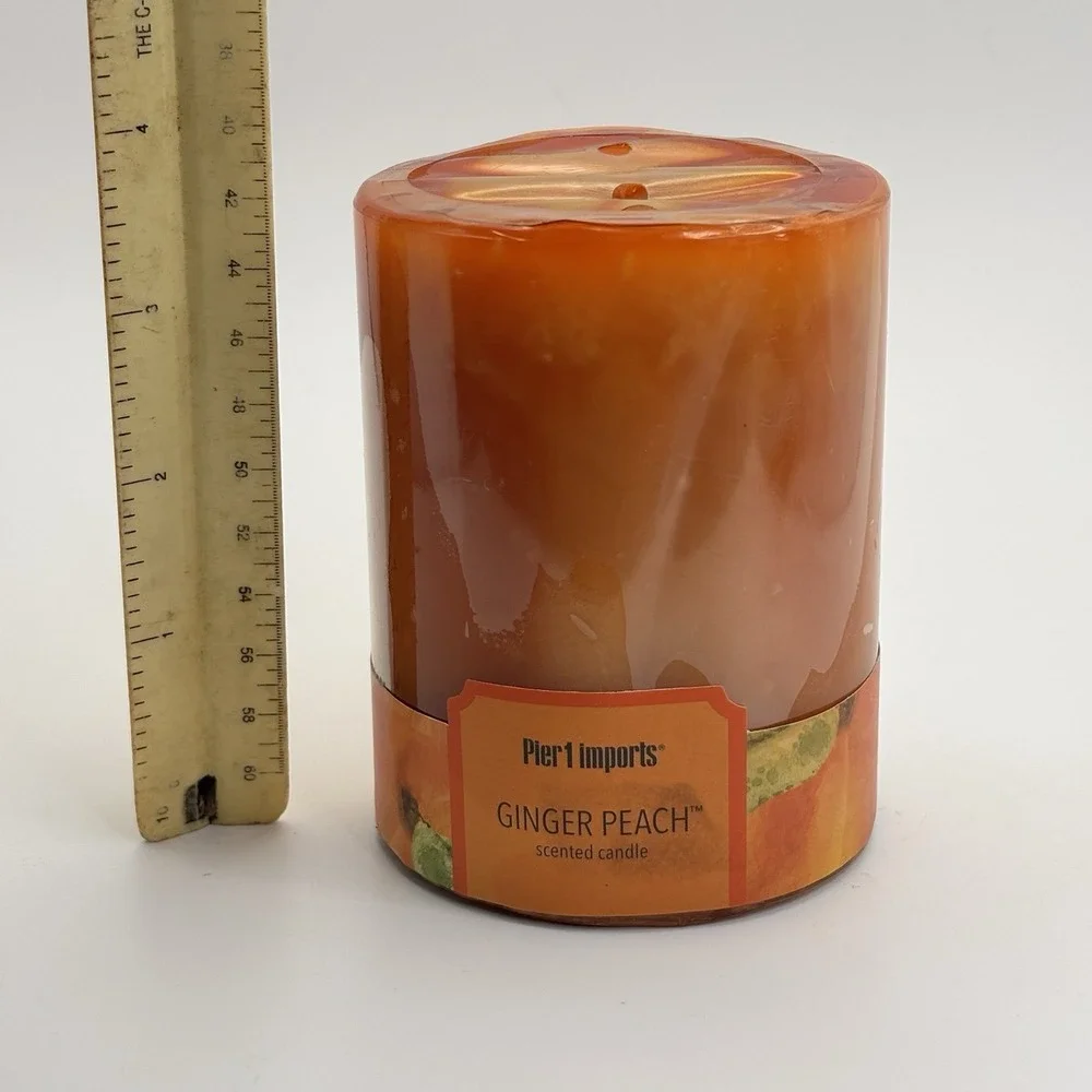 NEW Pier 1 Pillar Candle Ginger Peach‎ Candle 3x4 Sealed Discontinued